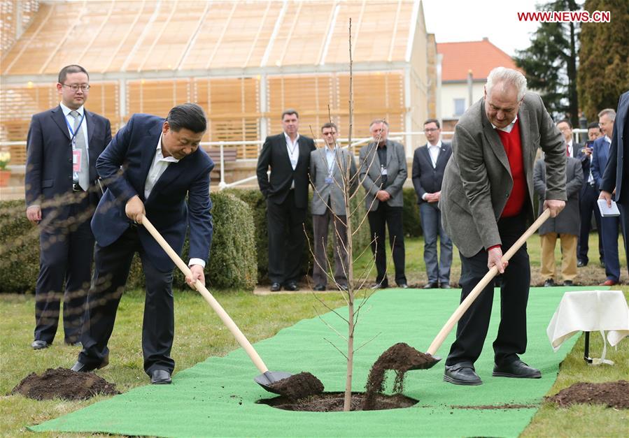 习近平主席抵达布拉格与捷克总统泽曼会晤